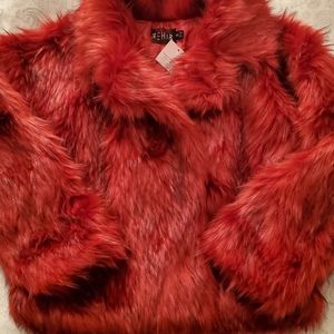 Rehab Red Faux Fur Jacket New M/L